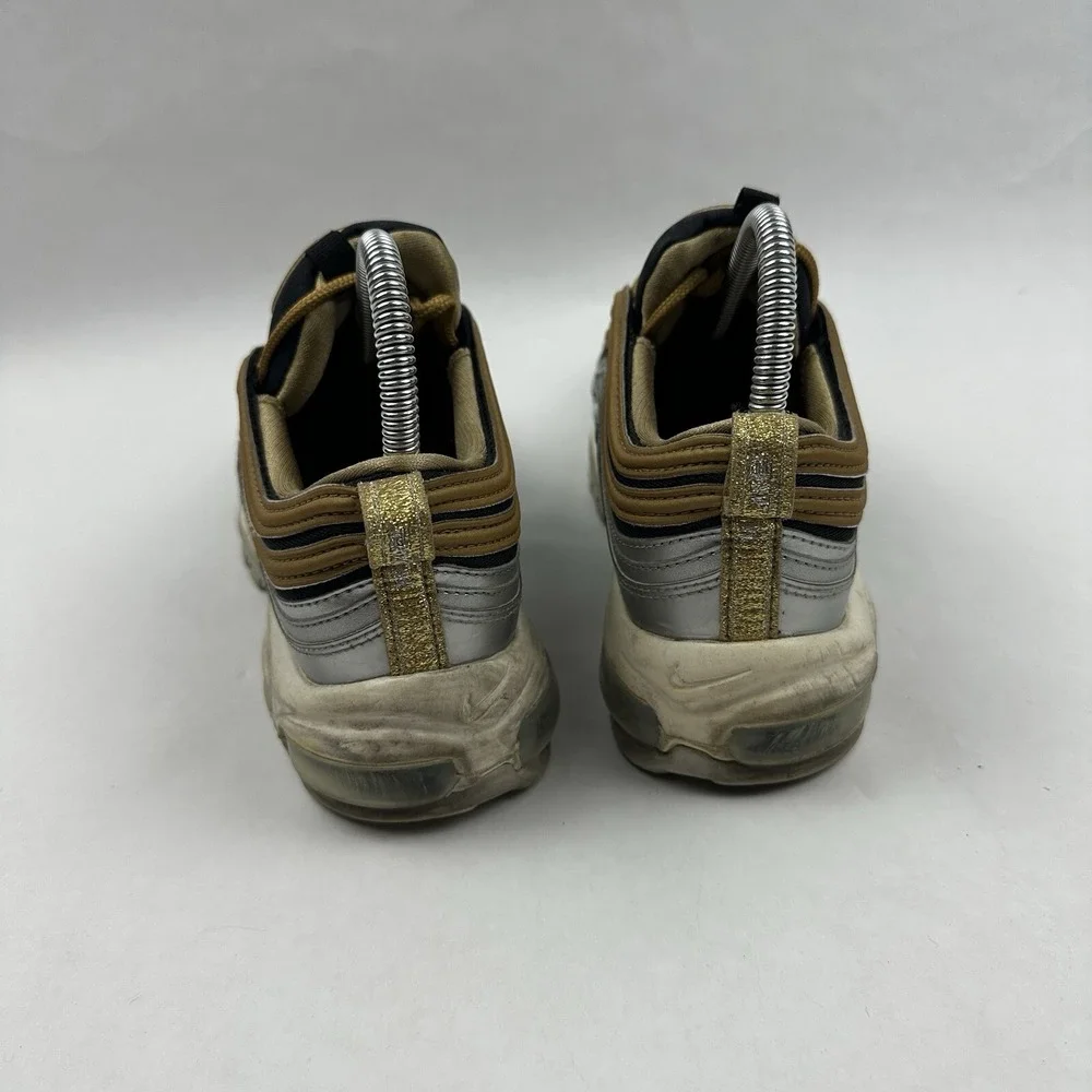 Nike Air Max 97 Women 8 Gold Silver Black AQ4137-700 Metallic Glitter Sneakers